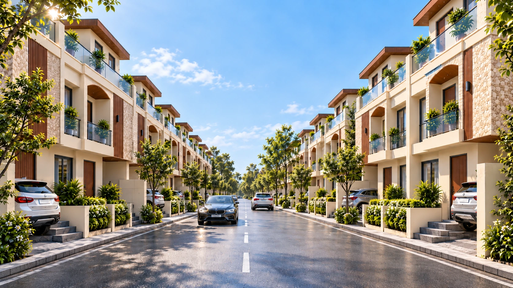 Global City sunlit villa street